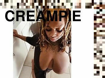 Deep creampie on huge tits Caramel Rozaye