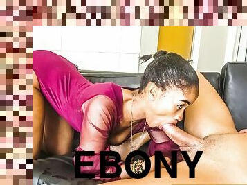 Ebony housewife sucks white dick to get a fake job