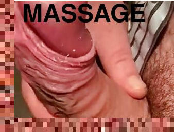 Big uncut cock jerking off with cumshot