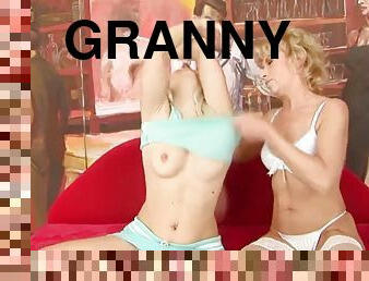Granny Margarette has lesbian sex with a girl and.