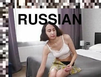 Russian teen virgin shows her hymen while masturbating