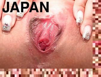 Japanese Erika's pussy - Big Asian tits close up in solo porn
