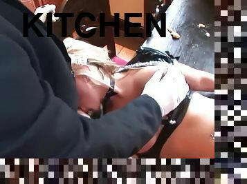 Blonde fucked in the kitchen