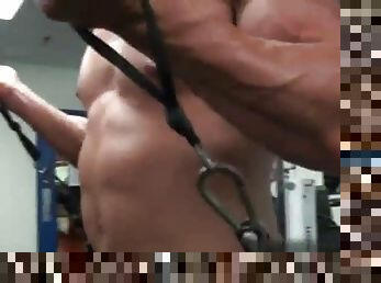 Muscle bodybuilder dildo and cumshot