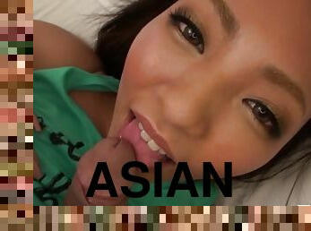 Wild asian titty fuck and blowjob