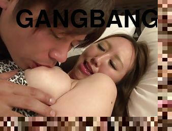 Racy gangbang for busty japanese