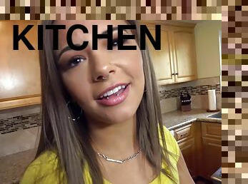 Latina stunner Jade Reign enjoys sex in the kitchen