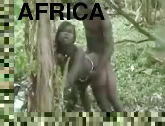 African tribe members caught fucking in a tre