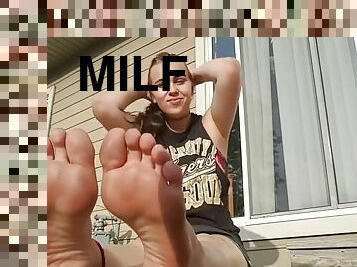 en-plein-air, milf, pieds, fétiche, solo