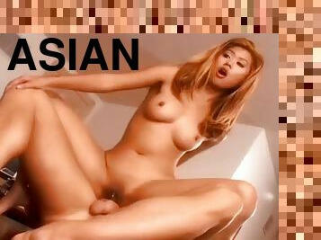 Asian ass and pussy fucked in the rain for massive loads