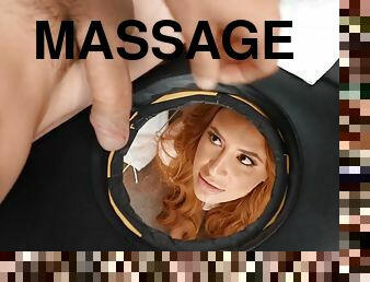 Redhead stunner Scarlett Sommers gets fucked during a massage