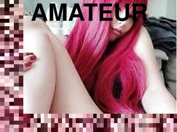 masturbation, chatte-pussy, écolière, amateur, maison, rousse, petite-amie, collège, mignonne, gode