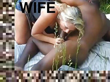 Slutwife Rachael Evans BIG BLACK DICK creampied in a field. Watch more on xlivesluts.com - Amateur Porn