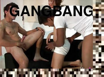 Enchanting latina first gangbang scene