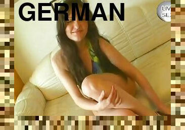 Sexy German girl eats all the cum after a good masturbation