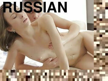 Thin russian beauty gets her pussy rubbed soft