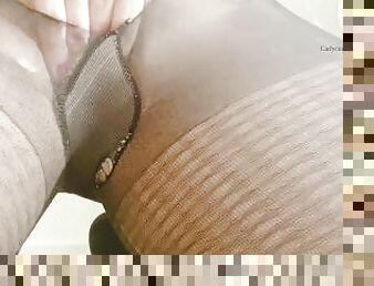 JOI and cum countdown in my sexy dark nylons!