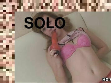 Solo teens pantihose and dildo show