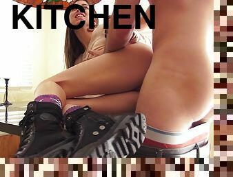 Horny Slut Riley Reid Fucks James Deen in the Kitchen