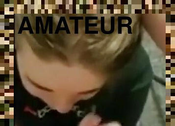 amateur, fellation, ados, joufflue, blonde, club, sucer