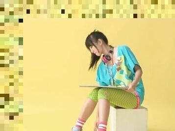 Colorful outfit on an adorable Japanese teen