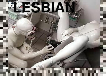 lesbisk, legetøj, fetish, latex, hospital