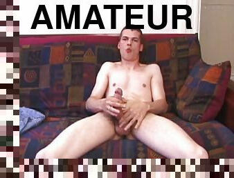 amateur, ejaculation-sur-le-corps, gay, doigtage, jeans, bite