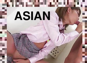 Tiny moans asian teen babe gets drilled by two cocks