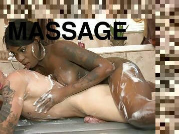 Soapy massage by steamy Tatiana Foxx
