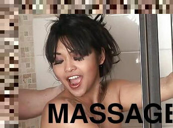 Soapy Massage along one naughty Asian