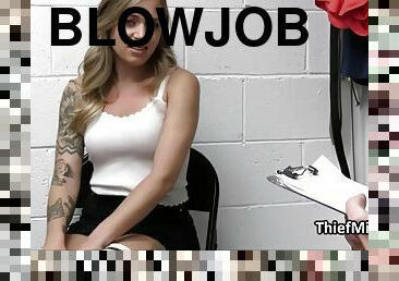 Suspect sucks cock while policewoman masturbates