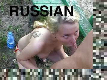 en-plein-air, russe, fellation, ados, horny, blonde, sucer