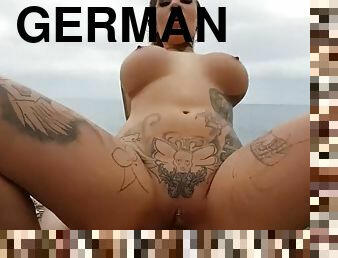 Tattooed German Vicky Fucked Outdoors On Malle!1