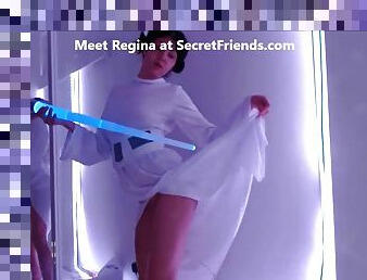Princess Leia upskirt show at SecretFriends
