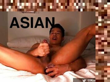 asiatique, amateur, anal, ejaculation-sur-le-corps, gay, ejaculation, gode, solo, musclé
