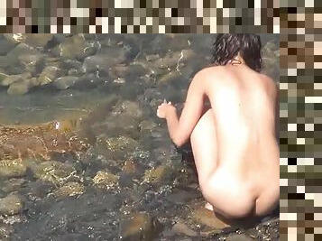 nudiste, en-plein-air, cam, plage, voyeur, petite-amie, caché