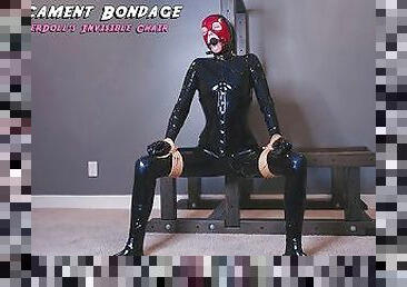 Predicament Bondage - Latex Slave Girl Made To Hold The Invisible Chair While Teased