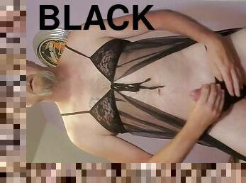 masturbation, ejaculation-sur-le-corps, ébène, gay, black, culotte, lingerie, drôle, fétiche, solo