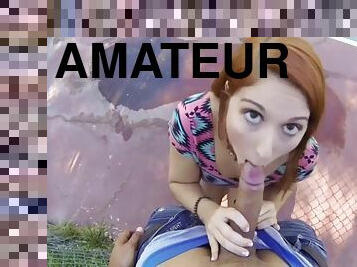 utendørs, amatør, blowjob, cumshot, tenåring, hardcore, pov, riding