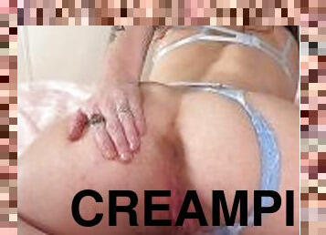 Super hot party girl takes raw creampie