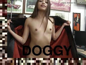 Smalltitted pawning babe doggystyled in pussy