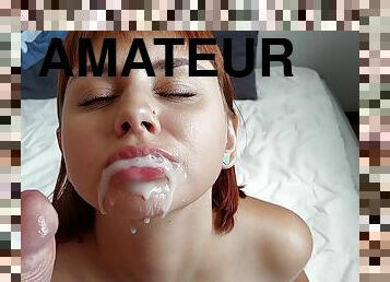 Redhead with insane ass gets filled with jizz after a supreme cam fuck