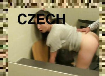 CZECH AMATEURS - HORNY BRUNETTE GETS FUCKED IN PUBLIC TOILETS