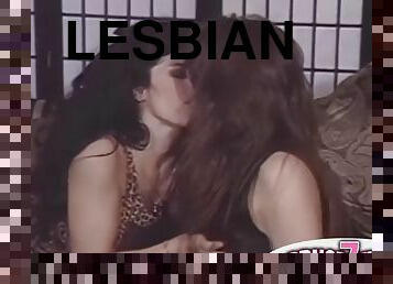 Lesbian orgy in classic porn video