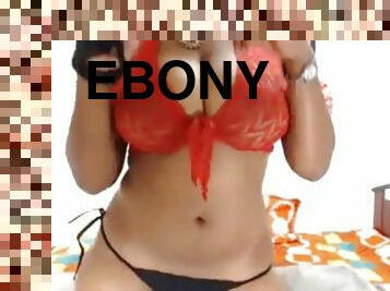 Ebony showing her big titties and ass live on webcam