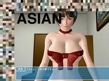 asiático, interracial, divertida, hentai, 3d