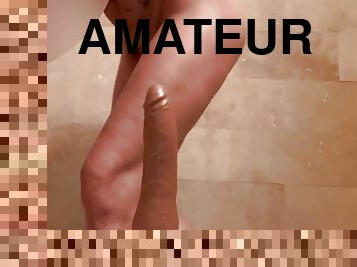 baignade, masturbation, amateur, milf, jouet, américaine, gode, douche, bisexuels