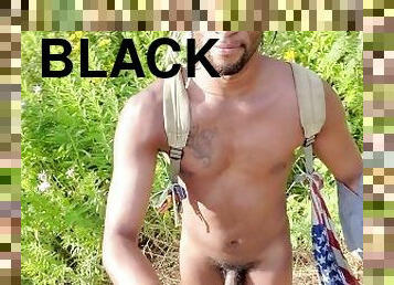 Kennie Jai walks naked in a park with his big black dick and gets caught
