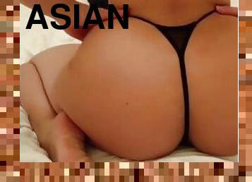 Big ass Asian Hotwife bounces ass before owning a huge cock!
