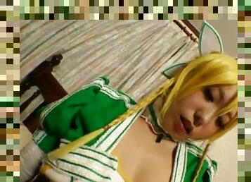 Japanese cosplay cutie as leafa in pov action